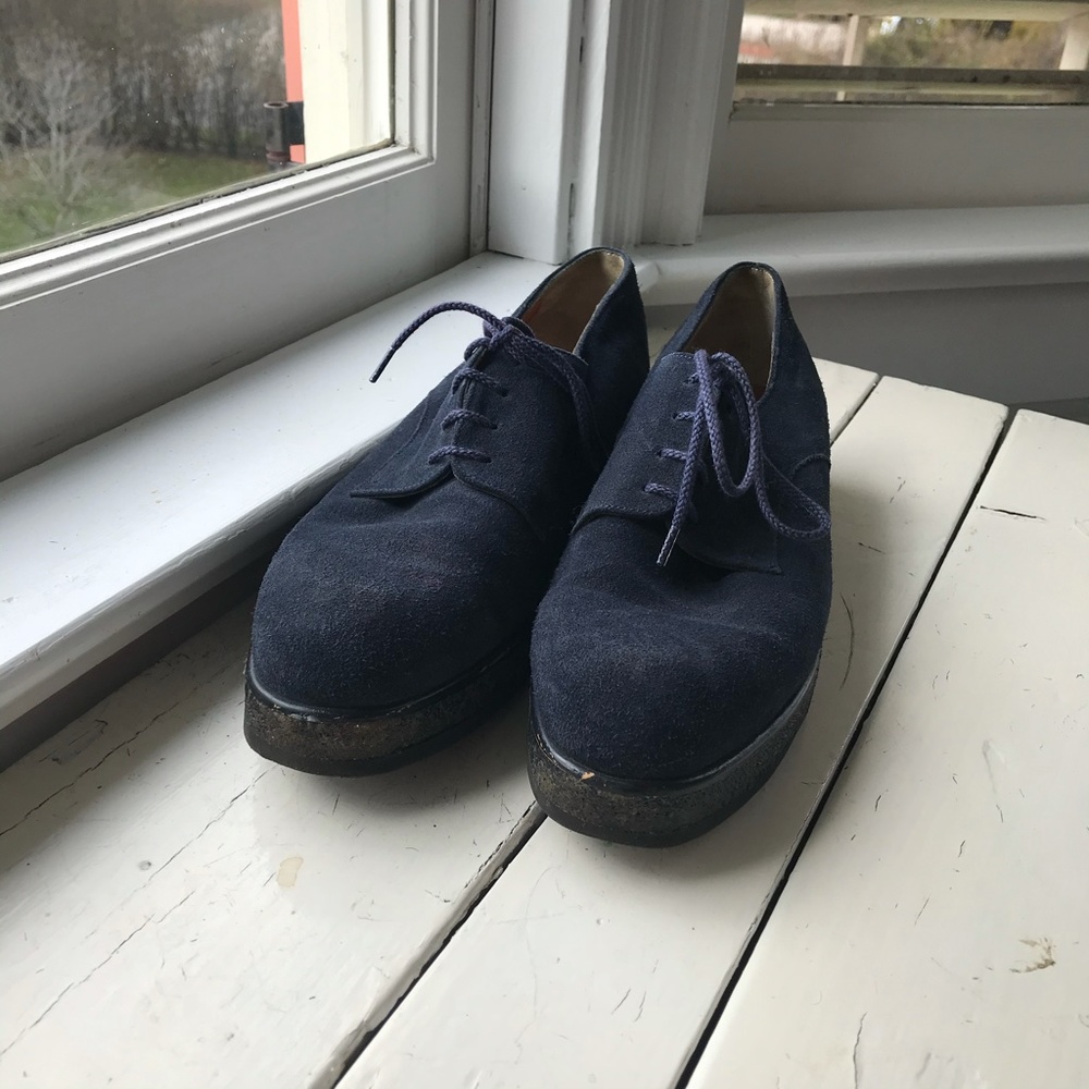 Robert Clergerie navy suede platforms size 8 - Picture 4 of 4